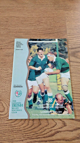 London Irish v London Welsh Dec 1995 Rugby Programme