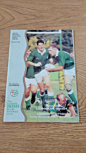 London Irish v London Scottish Dec 1995 Rugby Programme