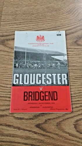 Gloucester v Bridgend Nov 1976 Rugby Programme