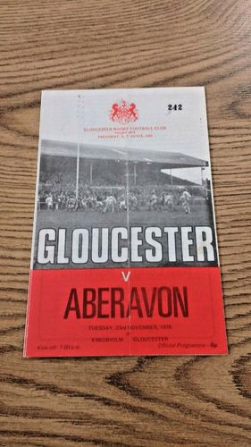 Gloucester v Aberavon Nov 1976 Rugby Programme
