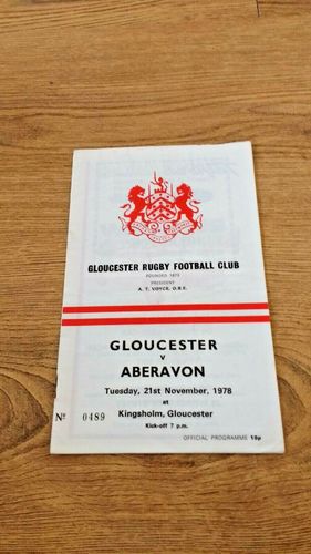 Gloucester v Aberavon Nov 1978 Rugby Programme