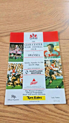 Gloucester v Swansea Sept 1990 Rugby Programme