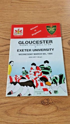 Gloucester v Exeter University Mar 1994 Rugby Programme