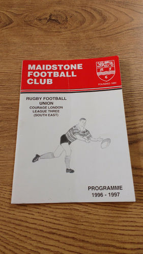Maidstone v Haywards Heath Oct 1996 Rugby Programme