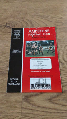 Maidstone v Lewes Sept 2003 Rugby Programme
