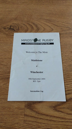 Maidstone v Winchester Sept 2004 Intermediate Cup Rugby Programme