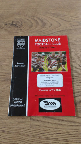 Maidstone v Aylesford Bulls Oct 2004 Rugby Programme