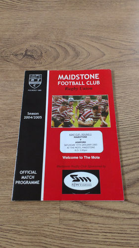 Maidstone v Ashford Jan 2005 Kent Cup Rugby Programme