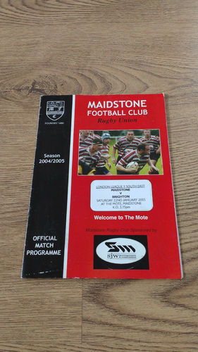 Maidstone v Brighton Jan 2005 Rugby Programme