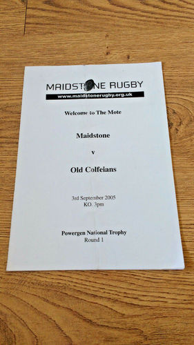 Maidstone v Old Colfeians Powergen Sept 2005 National Trophy Rugby Programme