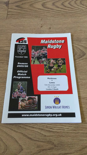 Maidstone v Lewes Dec 2005 Rugby Programme