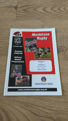 Maidstone v Guildford Mar 2006 Rugby Programme