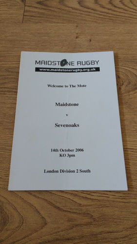 Maidstone v Sevenoaks Oct 2006 Rugby Programme