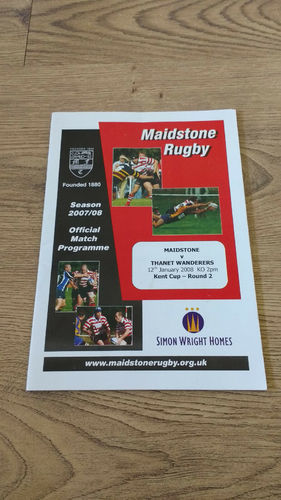 Maidstone v Thanet Wanderers Jan 2008 Kent Cup Rugby Programme