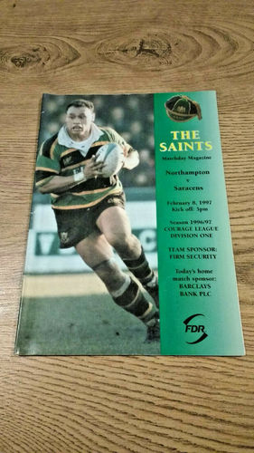 Northampton v Saracens Feb 1997 Rugby Programme