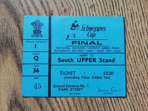 Neath v Llanelli May 1989 Schweppes Cup Final Used Rugby Ticket