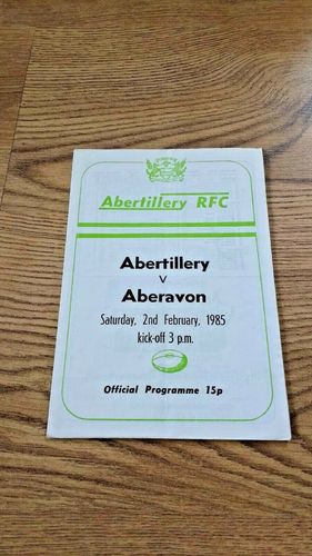Abertillery v Aberavon Feb 1985 Rugby Programme
