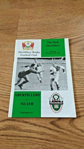 Abertillery v Neath Dec 1993 Rugby Programme