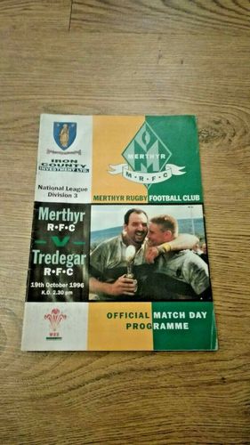 Merthyr v Tredegar Oct 1996 Rugby Programme