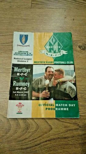 Merthyr v Rumney Mar 1997 Rugby Programme