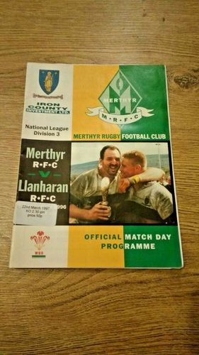 Merthyr v Llanharan Mar 1997 Rugby Programme