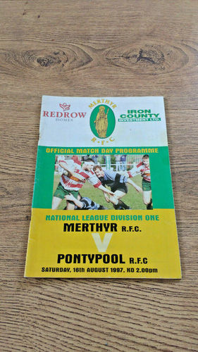Merthyr v Pontypool Aug 1997 Rugby Programme