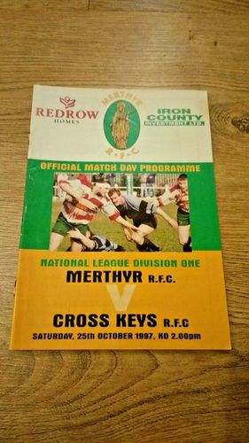 Merthyr v Cross Keys Oct 1997 Rugby Programme