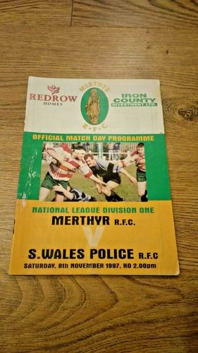 Merthyr v South Wales Police Nov 1997 Rugby Programme