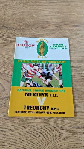 Merthyr v Treorchy Jan 1998 Rugby Programme