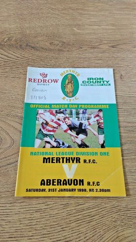 Merthyr v Aberavon Jan 1998 Rugby Programme