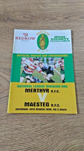 Merthyr v Maesteg Mar 1998 Rugby Programme