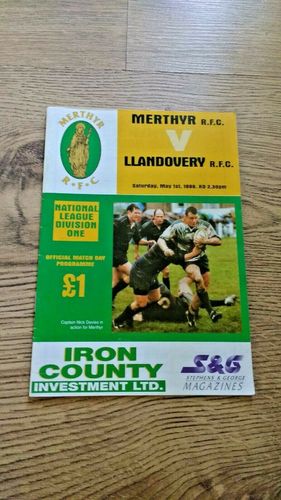 Merthyr v Llandovery May 1999 Rugby Programme