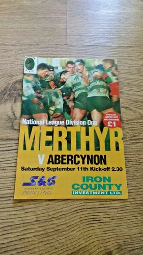 Merthyr v Abercynon Sept 1999 Rugby Programme