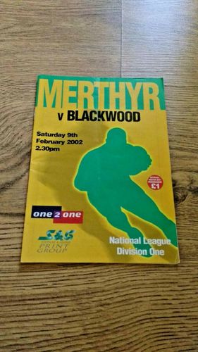 Merthyr v Blackwood Feb 2002 Rugby Programme