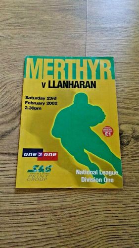 Merthyr v Llanharan Feb 2002 Rugby Programme