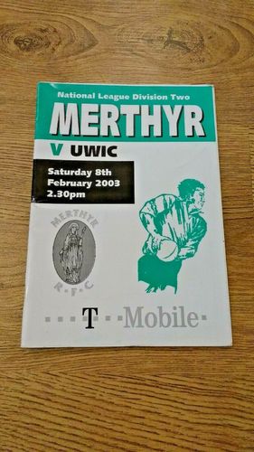 Merthyr v UWIC Feb 2003 Rugby Programme