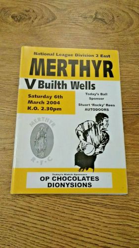 Merthyr v Builth Wells Mar 2004 Rugby Programme