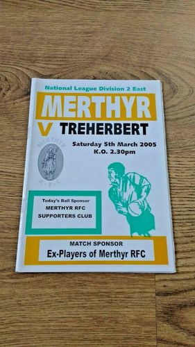 Merthyr v Treherbert Mar 2005 Rugby Programme