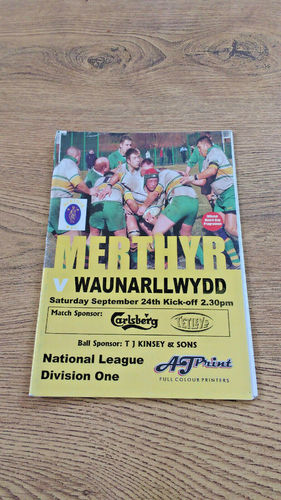 Merthyr v Waunarllwydd Sept 2005 Rugby Programme