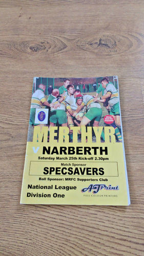 Merthyr v Narberth Mar 2006 Rugby Programme