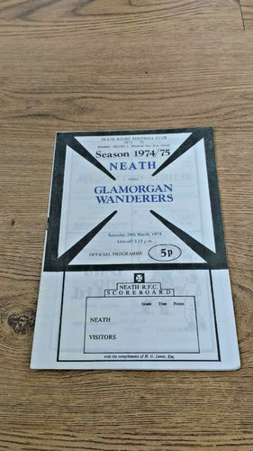 Neath v Glamorgan Wanderers Mar 1975 Rugby Programme