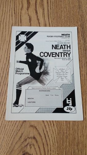 Neath v Coventry Jan 1985 Rugby Programme