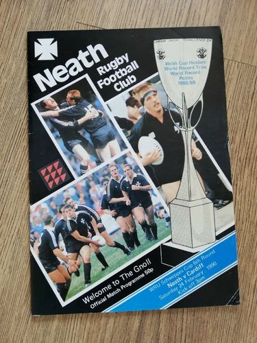 Neath v Cardiff Feb 1990 Rugby Programme