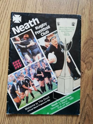 Neath v Abertillery Mar 1990 Rugby Programme