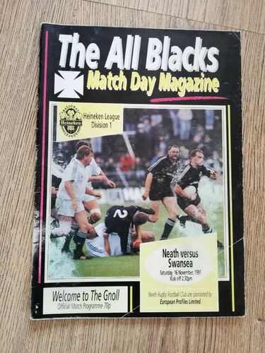 Neath v Swansea Nov 1991 Rugby Programme