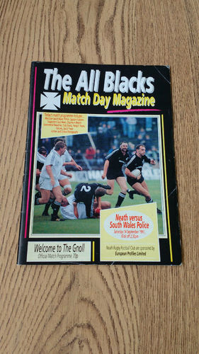 Neath v South Wales Police Sept 1991 Rugby Programme
