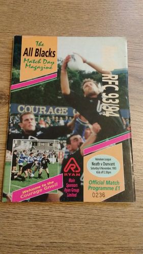 Neath v Dunvant Nov 1993 Rugby Programme