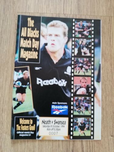 Neath v Swansea Oct 1994 Rugby Programme