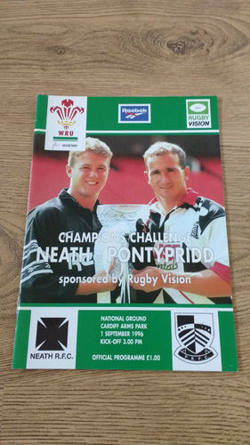 Neath v Pontypridd Sept 1996 Champions Challenge Rugby Programme