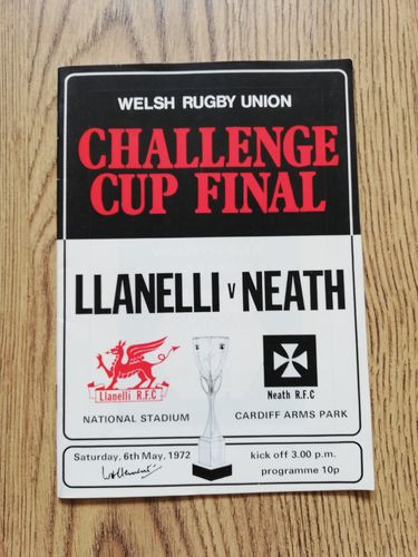 Llanelli v Neath May 1972 Welsh Cup Final Rugby Programme